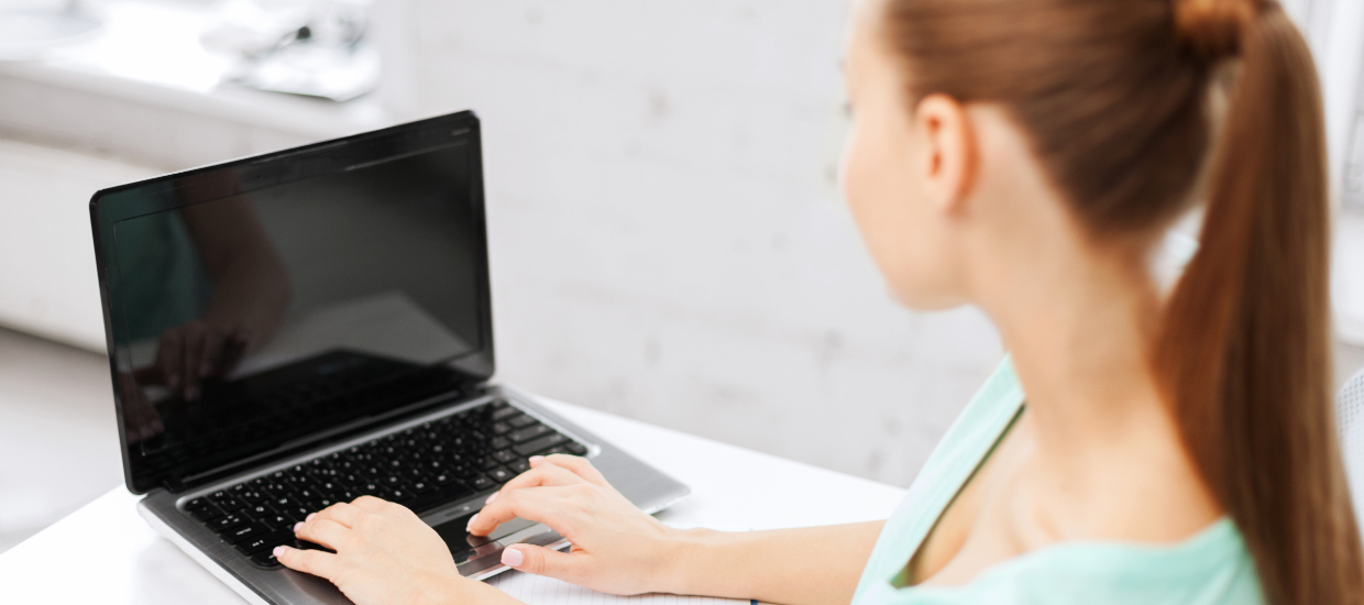 Student using laptop 