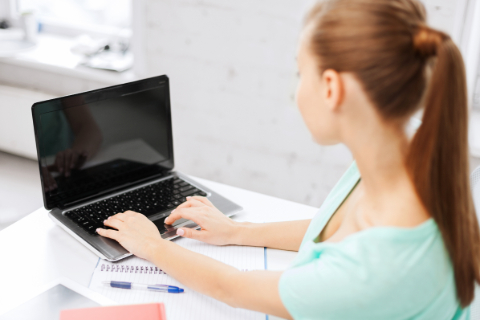 Student using laptop 